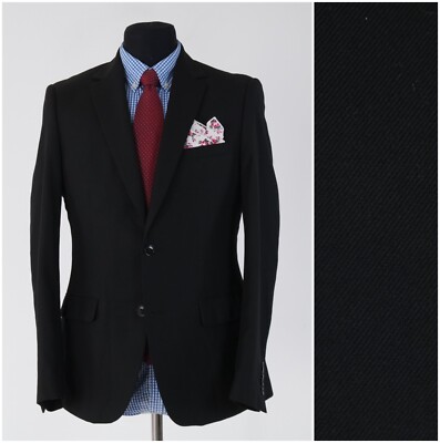 Mens Black Sport Coat 40R US Size DRESSMANN Blazer Jacket