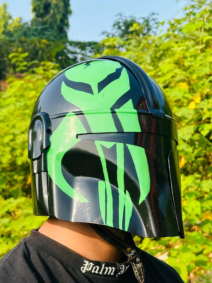 Capacete de aço verde mandaloriano cosplay guerra estelar capacete Boba Fett para melhor presente - Imagem 4 de 4