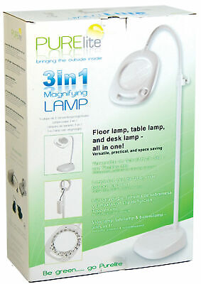 Purelite 3 in 1 Magnifying Lamp Floor standing With 21 LED's Table & Clamp!