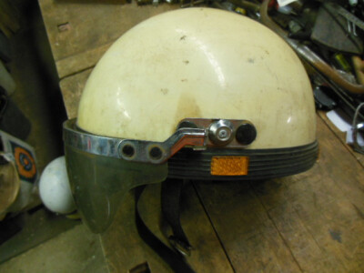 vintage WFS 505  half helmet w/earflaps cool old Harley biker style