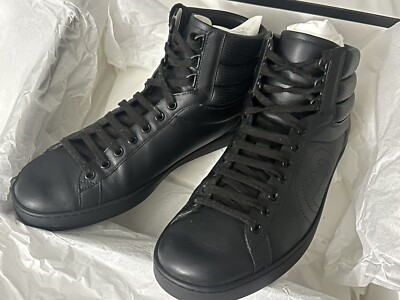 Gucci MIRO SOFT Leather High Top Men s Sneakers Nero 625672 Size G 9 US 10