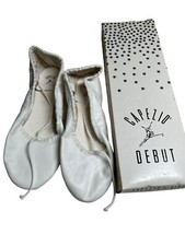 New BALLET SLIPPERS DANCE SHOES Leather Capezio VINTAGE White Child 230C 2 W