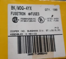Bussman BK/MDQ-4YX Fusetron Fuse-4A-250V-Time Delay-3AG-Duel Element BOX N2