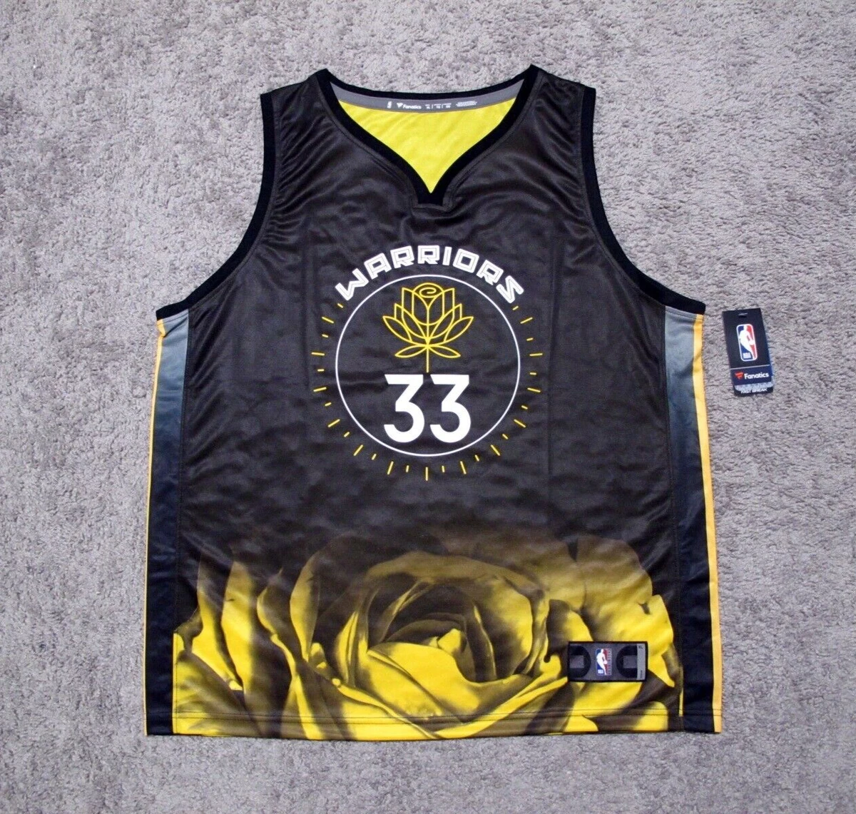 Golden State Warriors James Wiseman Yellow Rose City Edition Replica Jersey  XL