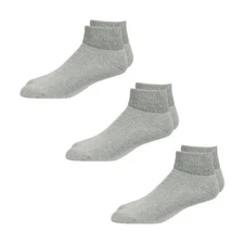Overt Diabetic Cotton Blend Ankle Socks for Optimal Circulatory Flow, Gray