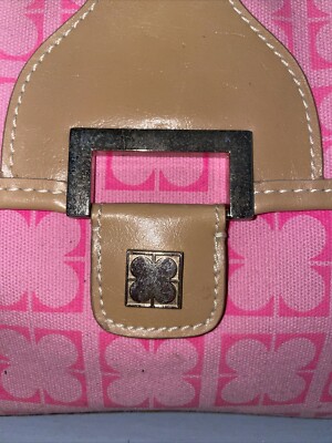 Y2K Hot Pink Canvas Liz Claiborne Purse 2000s HandBag Tote Pockets 