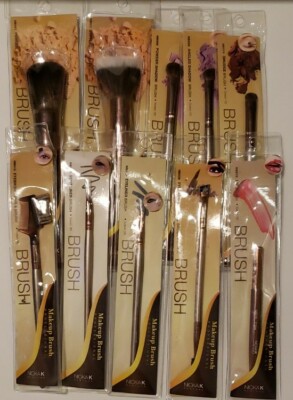 Lot of 10: NickaK Makeup Brushes lip, eyeliner, bent liner, eyebrow comb & brush