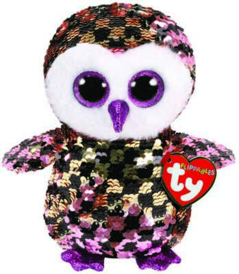 TY FLIPPABLES BEANIE BABIES BOOS CHECKS OWL PLUSH SOFT TOY NEW WITH TAGS 