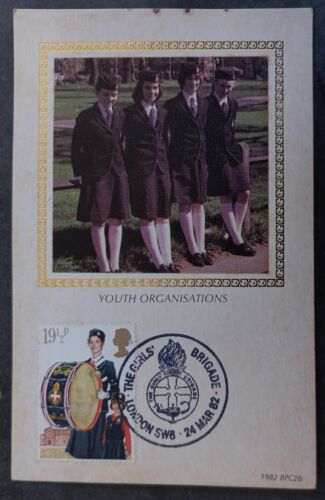 1982 Great Britain FDC Silk Postcard-Scouting 19.5p Stamp cd Girls Brigade - Picture 1 of 2