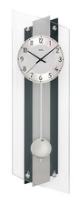 AMS 5262 Wanduhr Funk Funkwanduhr mit Pendel schwarz Pendeluhr Glas Aluminium