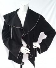Ivan Grundahl Copenhagen Black Wool Blend Open Front Cropped Jacket Uk 12/eu 40