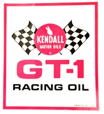 KENDALL MOTOR OILS GT-1 RACING OIL -- 4 1/4 inch X 3 5/8 inch Decal/Sticker