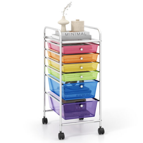 6 Drawer Rolling Storage Cart Tools Scrapbook Paper Office School Home Organizer