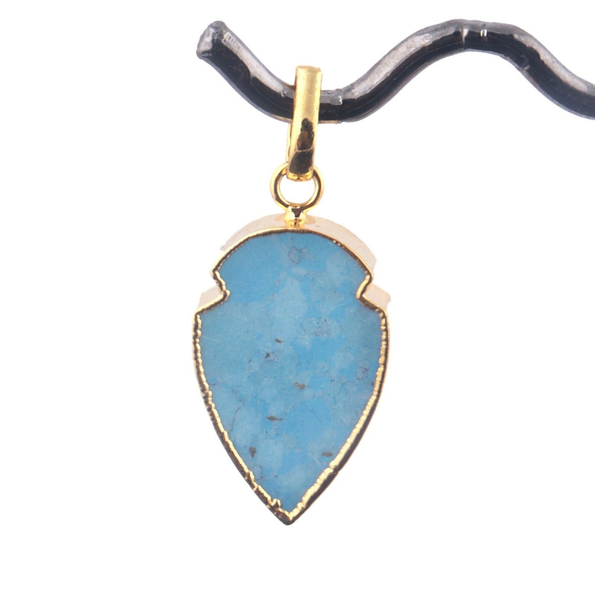 Arrowhead Shape Howlite Turquoise 24k Gold Electroplated DIY Necklace  Pendant