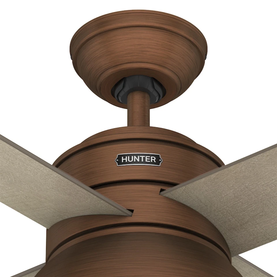 Ventilador Hunter 52 em cobre contemporâneo resistente ventilador de teto luz e corrente de puxar - Imagem 2 de 4