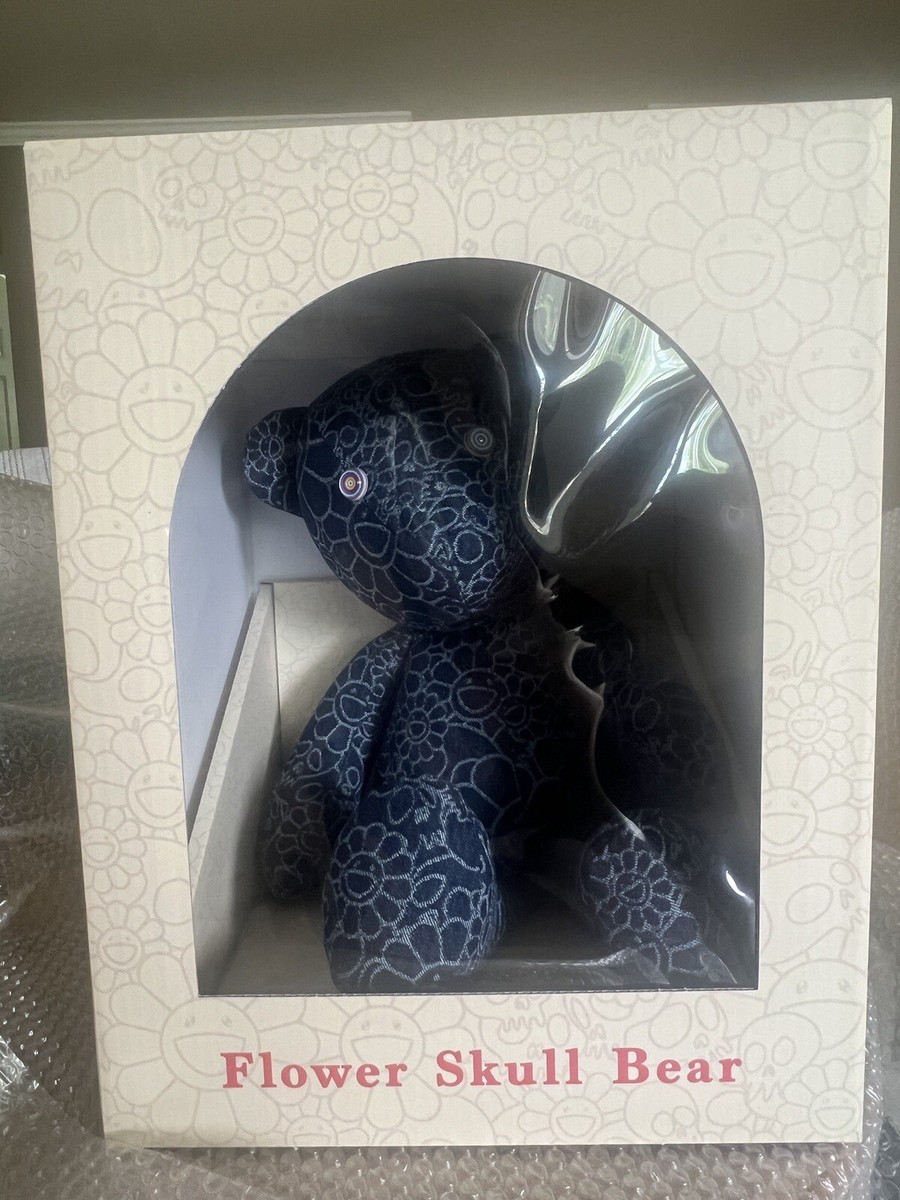 flower skull bear 村上隆　kaikaikiki Takashi Murakami Flowers & Skulls Jacquard Denim Teddy Bear Rare
