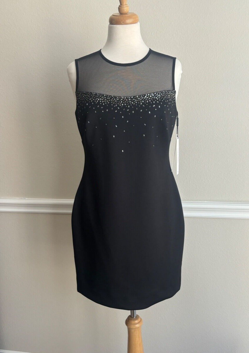 calvin klein beaded dress New Black Cocktail Dress~Size 10~Mesh Shoulder~Beaded Cut in a slim size: XL Women’s Linen Shirt Dress Size:1 (XS)