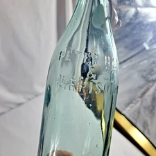 Peter Hauck & Co Harrison NJ Aqua 13 FL OZ Embossed VTG 1900s Bottle w. Stopper