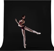 10X12Ft Black Backdrop for Photography, Large Seamless Polyester Fabric Pure Bla