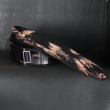 Handmade Leather Guitar Strap. Custom Rustic BLACK Color. 2.5 inches wide.