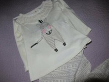 NWOT Mudpie zebra applique top legging set baby girl 12 m 18 m free ship USA