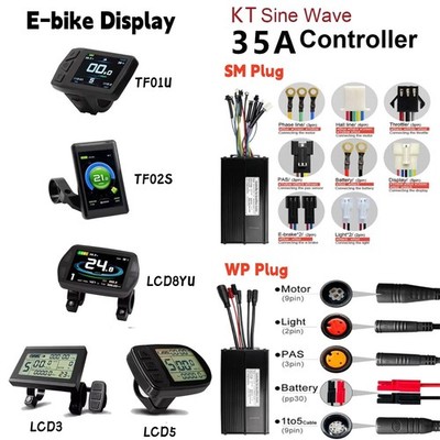 E-bike 36V/48V/52V KT 35A Sine Wave Controller w/LCD Display+Thumb Throttle Kits