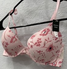 LAURA ASHLEY Floral Lace Padded Bra Comfort Strap 34C Full Coverage Underwire