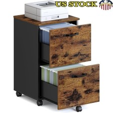 Rolling File Cabinet W/ 2 Drawers Lockable Storage Space Saving File Organizer