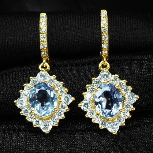 24K Gold 925 Sterling Silver Lever Back Earrings Color Change Alexandrite 6.70