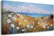 Large Canvas Wall Art Nature Floral Landscape Textured Painting 20 x 40 Inches