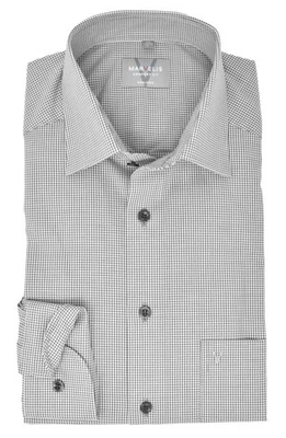 Marvelis Herren Businesshemd Comfort Fit Kent Kragen Langarm Kariert Schwarz/Wei - Bild 1 von 4