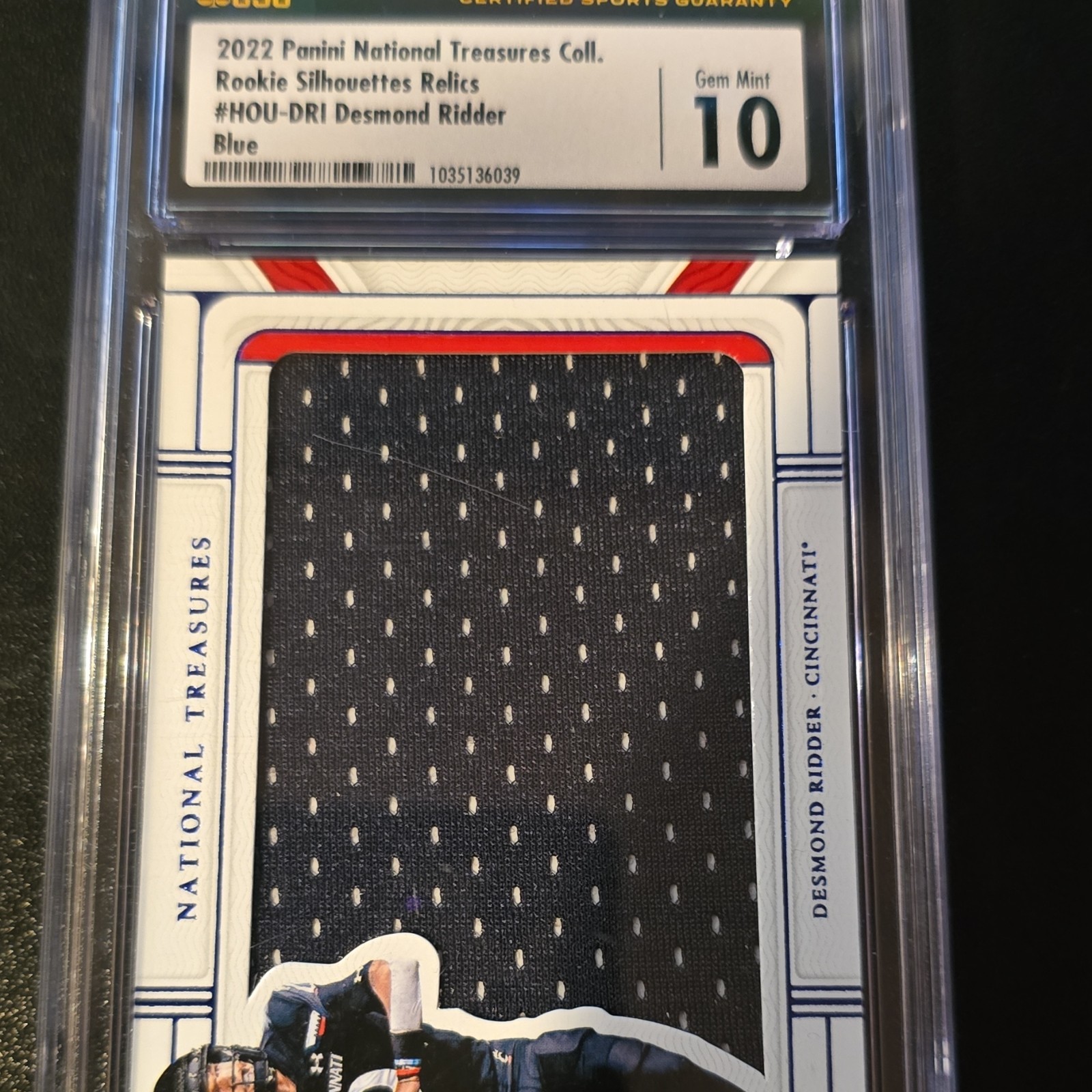 Desmond Ridder Panini National Treasures Rookie Treasures Autograph Relic #DRI Blue