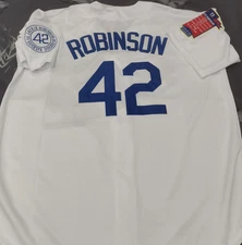 Jackie Robinson #42 Throwback White Sewn Stitched Jersey.