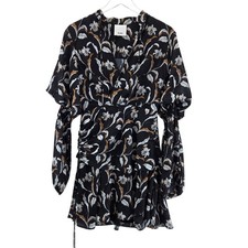 Acler Zammit Mini Dress Womens 6 NEW Black Floral Long Sleeve Designer Party