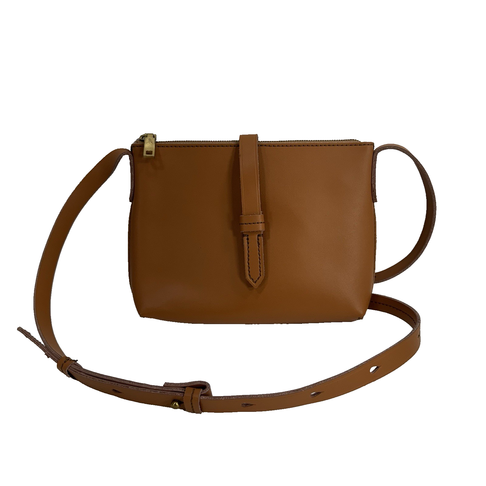 J. Crew Parker Smooth Tan Leather Crossbody Bag Adjustable Strap Purse