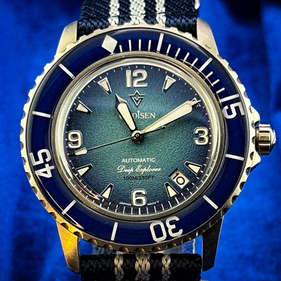 CADISEN DEEP EXPLORER AUTOMATIC   MIYOTA 8215   BLUE DIAL   CANVAS STRAP 100m