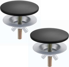 Brass Metal Faucet Hole Cover, 2-PCs Plug for Sink Countertop, Matte Black