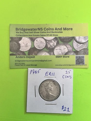 Canada 1965 Canadian Quarter. AG.  Queen Elizabeth II.   STARTING BELOW MELT