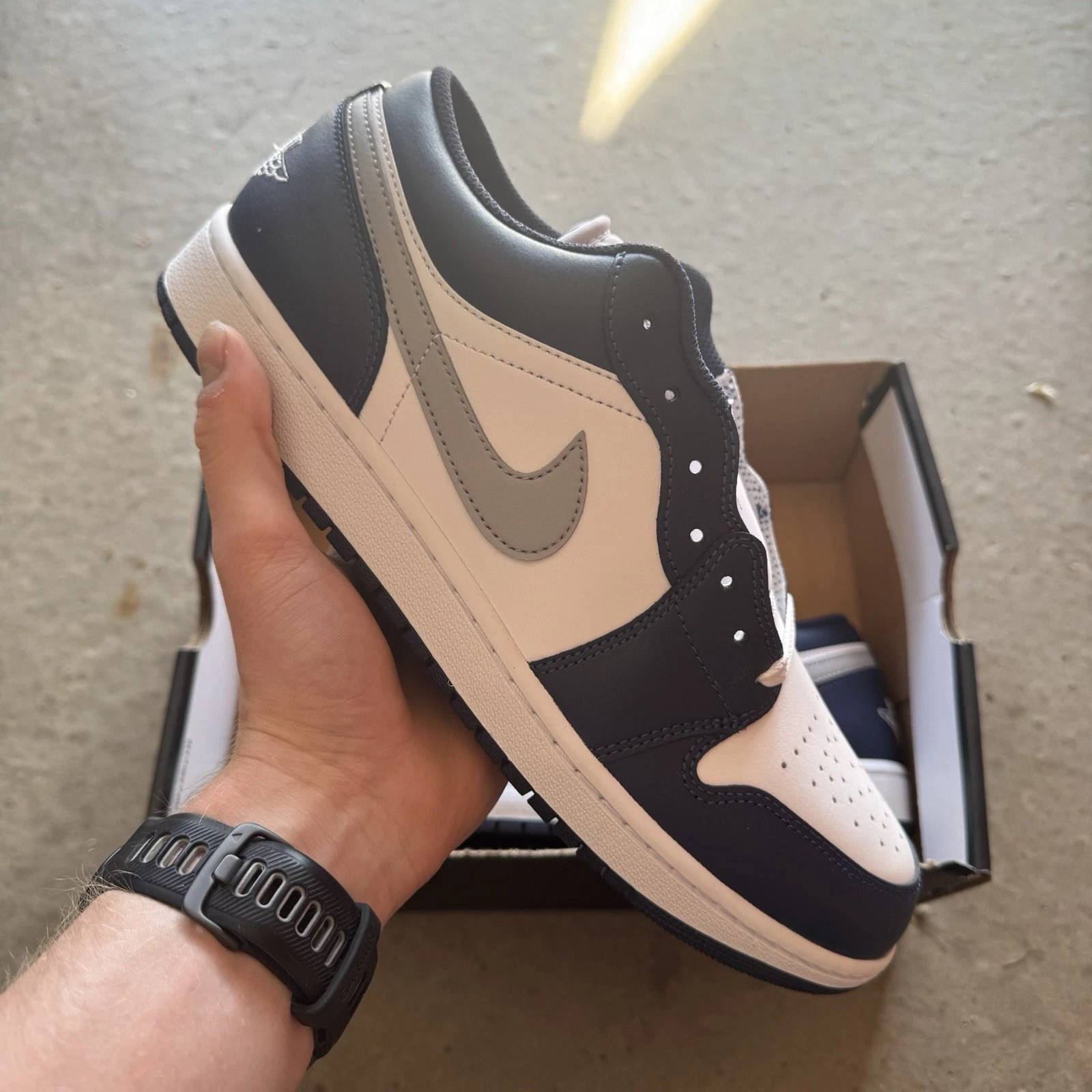 Nike Air Jordan 1 Low Midnight Navy scarpe da ginnastica uomo **NUOVISSIME ** UK 9 5