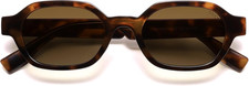Retro Polarized Hexagon Sunglasses for Women Men, UV400 Trendy Rectangle 70S 80S