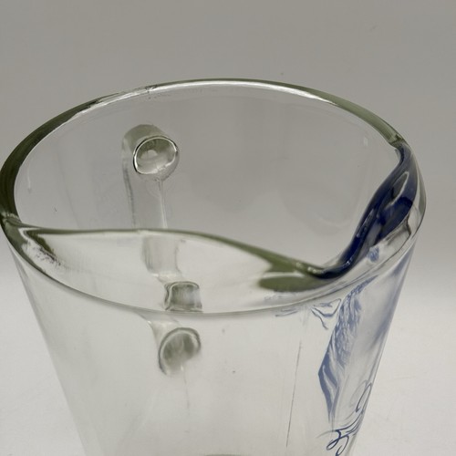 Vintage 1970's Pabst Blue Ribbon Beer 9” Heavy Duty Glass Pitcher Blue Logo EUC - Picture 6 of 10