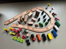 54 Pieces Replacements Parts Only Wooden Magnetic Trains Accessories Parts