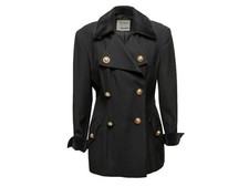 Black Moschino Cheap and Chic Wool Double-Breasted Coat Size US S/M