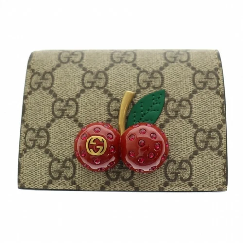 Gucci GG Supreme Cherry Portefeuille Bifold 476050 Marron Vintage Vêtements Vecteur Occasion 1