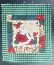 Christmas Santa Green Plaid Panel 21" x 18" Leslie Beck