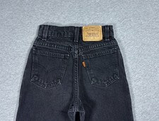Vintage Kids Boys Levi's Jeans Black Orange Tab Size 12 Slim Youth 90s USA Made