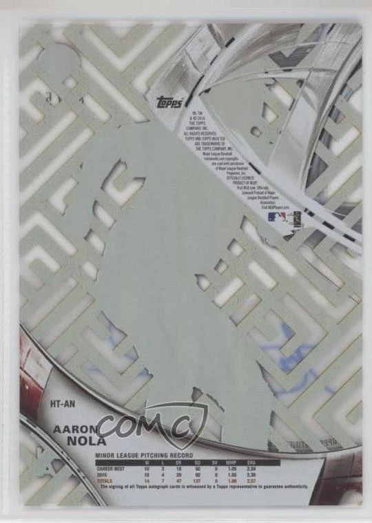 2016 Topps High Tek Auto Gold Rainbow /50 Aaron Nola #HT-AN Rookie Auto RC - Image 2 of 2