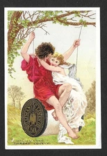 Victorian Trading Card - Willimantic Thread- "Lovers on Swing" (5A8)