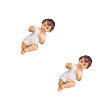 2 Pezzi Statua Gesù Bambino Grande Bambino di Praga Statuina Presepe Bulk