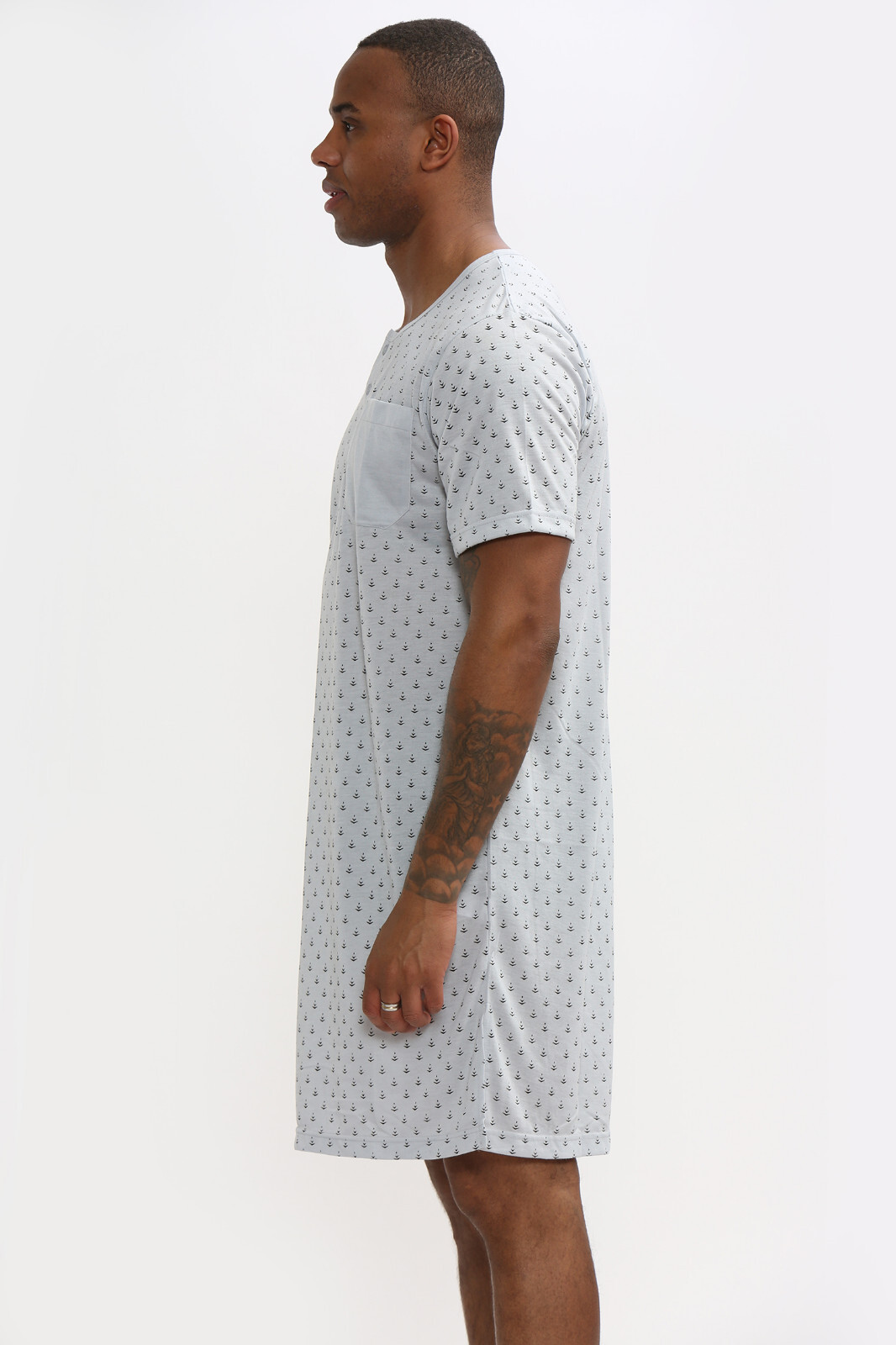 Mens Short Sleeve Night Shirt Cotton Blend Long Length Mens Boys PJ